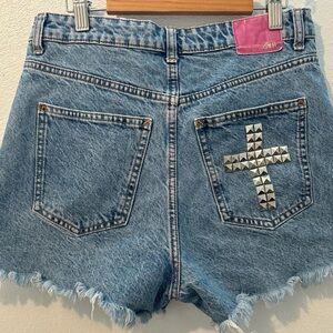 Zara Blue Denim Studded Women's Shorts